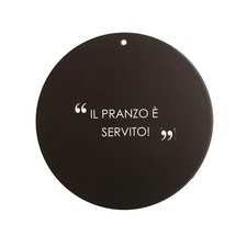 Sottopentola nero tondo 20 cm con scritta in stoneware nero