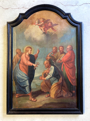 Antico dipinto olio tela gesù - antico,