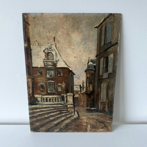 Antico dipinto olio - , paesaggio