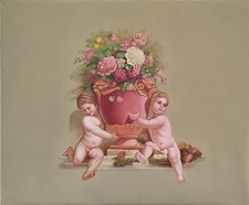 Dipinto olio con putti - dipinto, ad