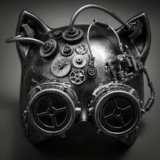 Occhiali Steampunk Metallizzati Maschera Gatto Veneziano Maschera Gatto Maschera - Argento