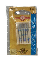 AGHI PER MACCHINA DA CUCIRE AGO JEANS PER SARTORIA CUCITO CONFEZIONE 5 PEZZI