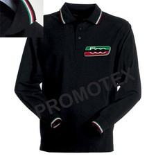 POLO fiat  500 TRICOLORE ITALIA 100% COTONE MANICHE LUNGHE UOMO MAGLIA 