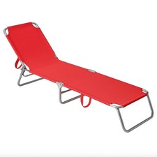 LETTINO PIEGHEVOLE DA SPIAGGIA TRASPORTABILE ROSSO IN ACCIAIO/POLIESTERE
