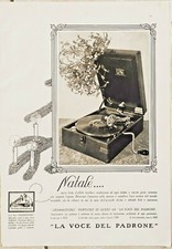 1932 PUBBLICITÀ LOCANDINA GIRADISCHI LA VOCE DEL PADRONE