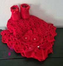 Copertina culla, carrozzina, uncinetto, rossa, lana merino, corredino, benvenuto