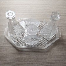 Oliera Acetiera  in Vetro 5 Pezzi vintage olio aceto sale pepe stuzzicadenti