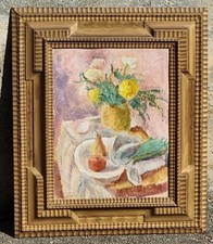 Maria Vigliasindi ( Catania 1903 - Torino 2000 ). Natura morta,  olio su carta. 