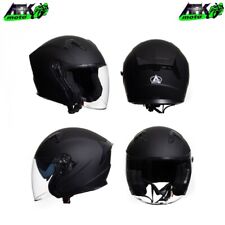 Casco Jet Nero Opaco con Doppia Visiera Lunga e Parasole Omologato Moto Scooter