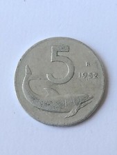  MONETA 5 LIRE 1952 - REPUBBLICA ITALIANA - DELFINO / TIMONE - G.ROMAGNOLI 