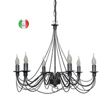 Lampadario sospensione ferro battuto 6 luci Shabby chic Cascina Made in Italy