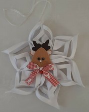 Dietroporta decorazione pannolenci feltro bianco stella fiocco neve renna Natale