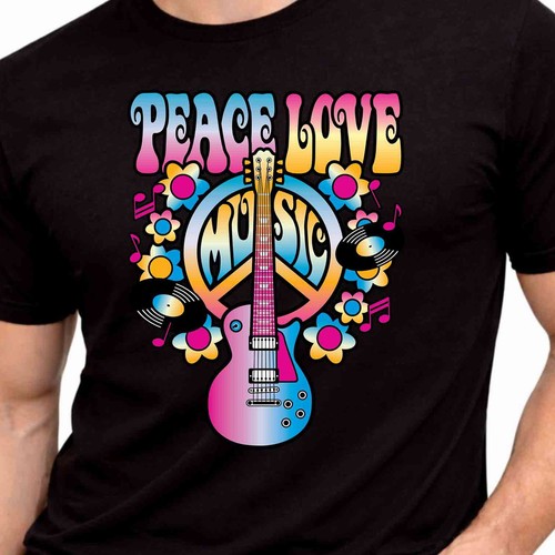Maglietta peace love musica - maglietta,