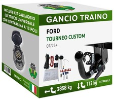 Gancio Orizzontale Estraibile Ford TOURNEO CUSTOM FURGONE Dal 23 Centralina 13P