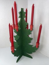 Portacandele albero di Natale vintage arte popolare norvegese svedese da tavolo 12"
