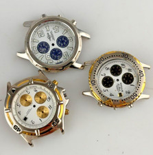 Stock 3 Casse Quadranti Acciaio Orologi Chrono Quarzo Uomo No Movimento Ricambi