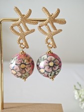 Orecchini siciliani con Perle in ceramica Di Caltagirone E Stelle Marine 