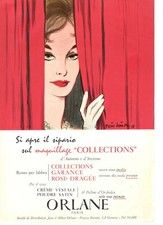 ORLANE PARIS Pubblicità by PIERRE SIMON originale 1958 rosso per labbra ROSSETTO