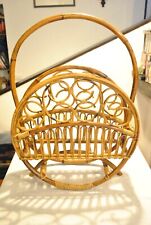 RARO Porta Riviste Rattan bambù metà secolo stile moderno legno scuro VINTAGE