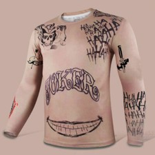 Suicide Squad Joker Tattoos 3D T-Shirt Maglietta Manica Corta Lunga Uomo Top Tees