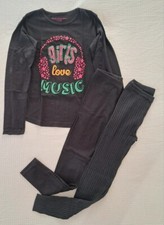 Piazza Italia lotto set maglia pantaloni leggings nero bimba bambina 9 10 anni