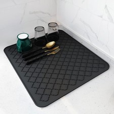 Tappetino Asciugapiatti Silicone per Banco Cucina 16" x 18" Resistente al Calore Nero