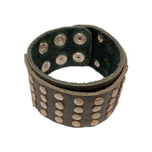 Bracciale cuoio doppio borchie - cuoio,