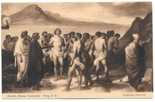 Antica Cartolina ILLUSTRATA, LETTERATURA, DANTE DIVINA COMMEDIA,PURGATORIO C.II