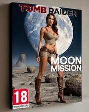 Quadro LARA CROFT Tomb Raider MOON MISSION con COA - Tela incorniciata 40X30cm Hitt