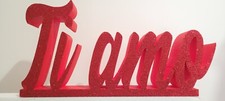 Scritta In Polistirolo "TI AMO" rosso Con Glitter Altezza23 Lunghezza48