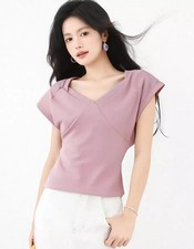 Maglietta Scollo A V Porpora