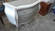 COMO' BOMBATO CONSOLLE BIANCO SHABBY E GRIGIO 