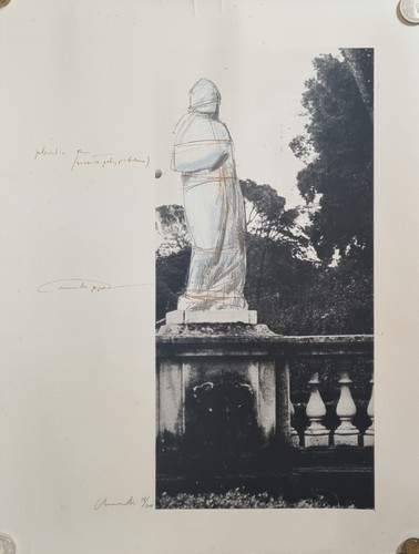 Christo litografia con collage - litografia,