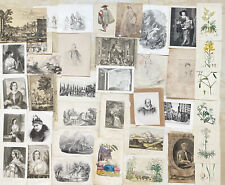 Lotto di 40 stampe donne, nobili, personaggi, paesaggi e varie