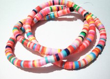 1filo/45cm perline Heishi rondelle in pasta polimerica 4x1mm multicolore bijoux