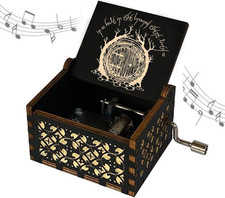 Toplucky Carillon a Manovella in Legno Nero Con Incisione "Il Signore Degli Anel