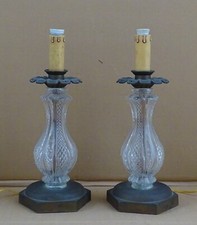 🟡 COPPIA DI LAMPADE - ABAJOUR MARIA TERESA CRISTALLO E BRONZO EPOCA 1940+M-1297