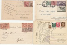 Storia Postale Regno - 4 Cartoline per l'ESTERO con AFFRANCATURE differenti