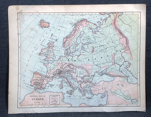 1884 mappa fisica dell europa - mappa, dell'europa