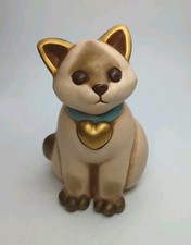 Statuina gatto ceramica vintage Thun Italia targhetta collare cuore