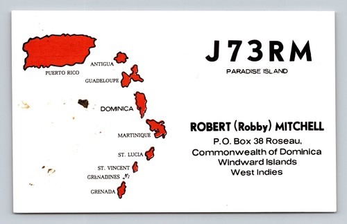 Ham radio qsl j73rm dominica - radio,