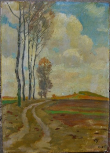 Dipinto olio viottolo di - a,