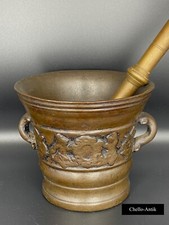 Antico Mortaio da Farmacia in Bronzo Biansato con Stemma Araldico - XX sec.