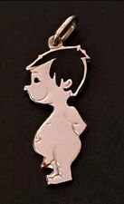 CIONDOLO PENDENTE ARGENTO 925 E SMALTO SPIRITOSO BIMBO NUDO VINTAGE 