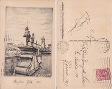 cartolina Brescia Portic. Orologio Piazza Vecchia serie Nino Ramorino viaggiata