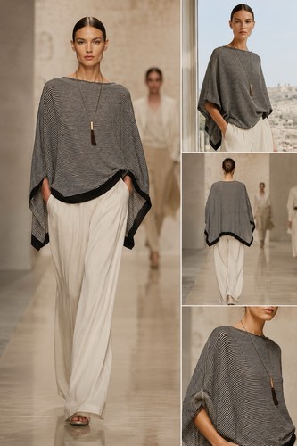 Poncho maglione brunello - poncho,