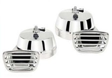 Coppia Trombe Elettromagnetiche Cromate Avvisatore Acustico 12V Clacson Auto