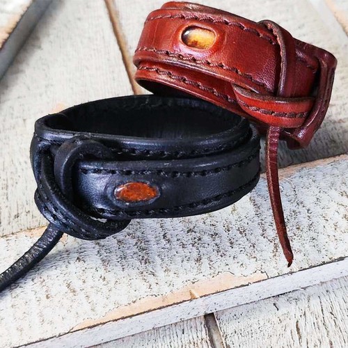 Bracciale vera pelle ambra - in,