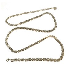 Cintura da donna catena in argento con strass fine leggera lunga 95 cm elegante