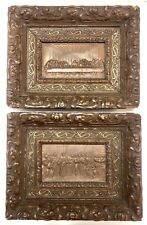 Coppia Di Quadri Liberty. Bassorilievi In Metallo Con Ricche Cornici.Ultima Cena